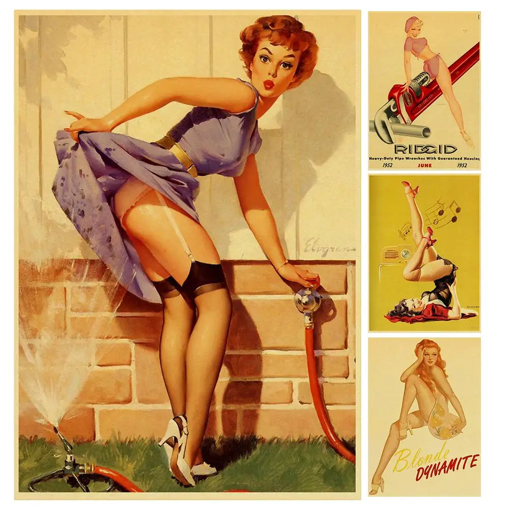 Соблазнительная холщовая Настенная картина для девочек балка декор журнала