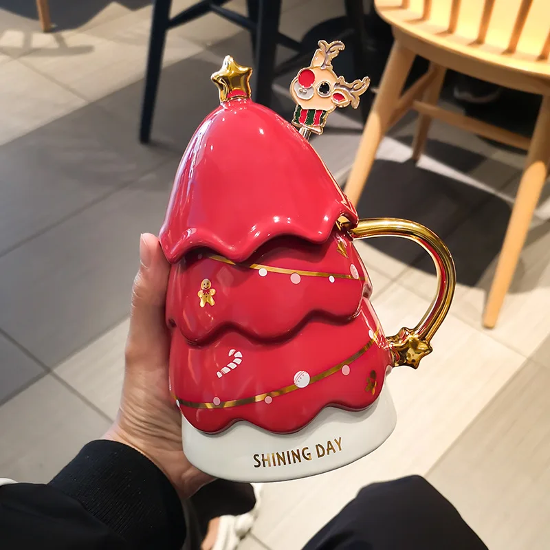 

Espresso Christmas Mug Product Creative Coffee Cute Ceramic Cup Gift Porcelain Reusable Canecas Divertidas Coffeeware DL60MK