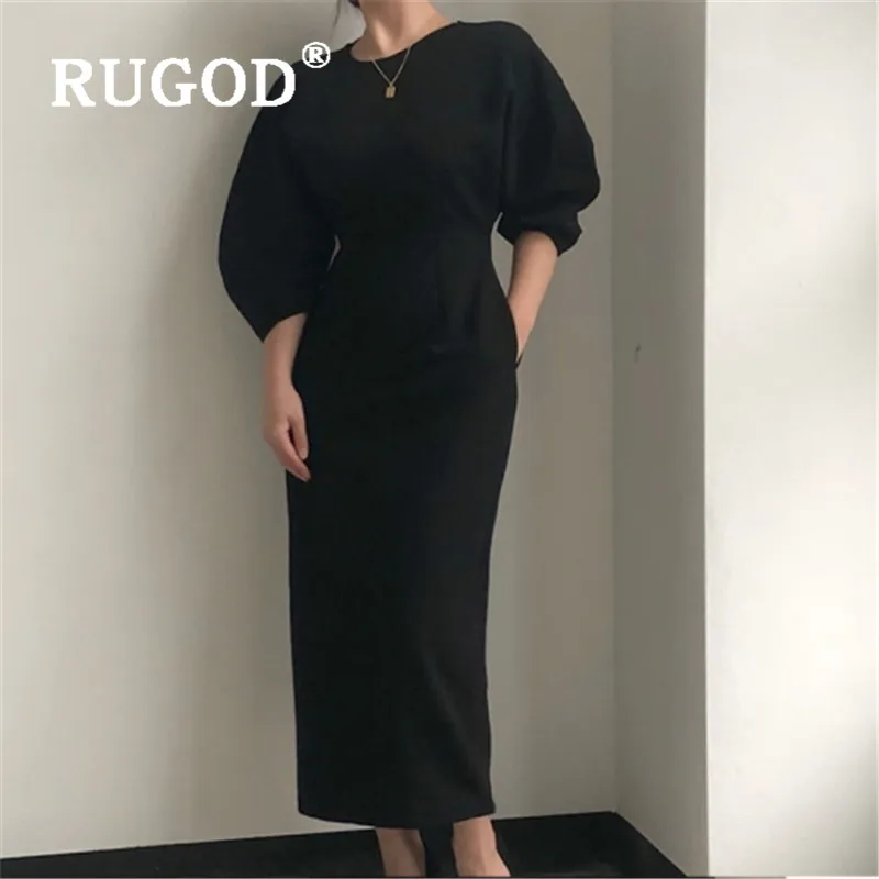 RUGOD 2019 Новинка во французском стиле обтягивающее бедра длинное платье Женские