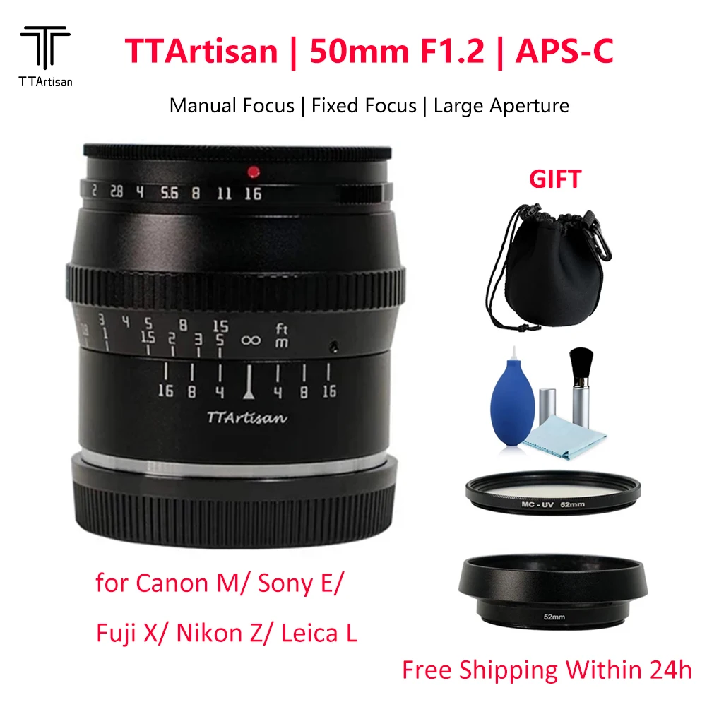 TTArtisan 50 мм F1.2 APS-C Большая диафрагма ручной фокус объектив с фиксированным фокусом