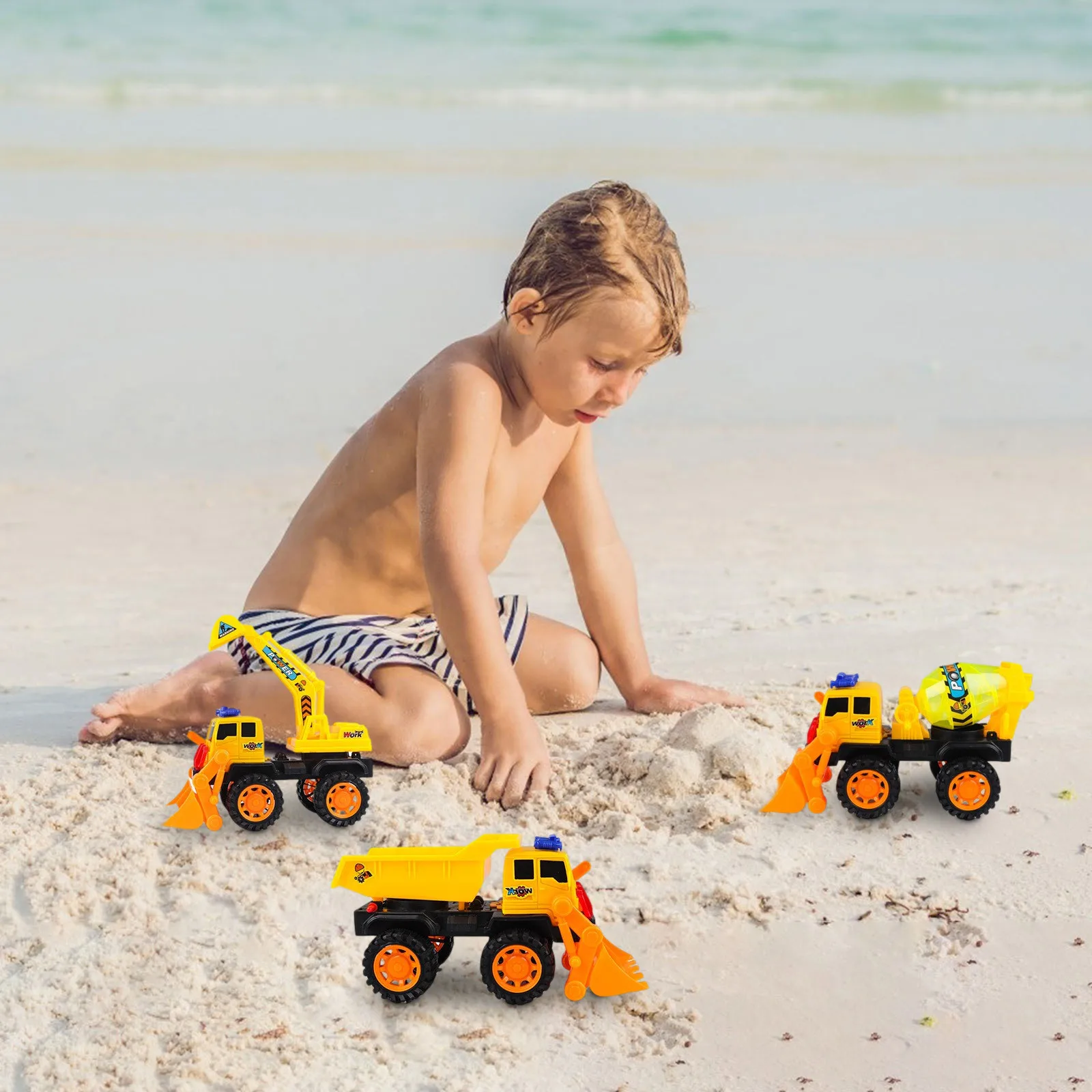 

Kids Beach Toys DIY Disassembly And Assembly Inertial Engineering Vehicle Combined Model Fun Beach Toy Car Kids Boys Sand Toy