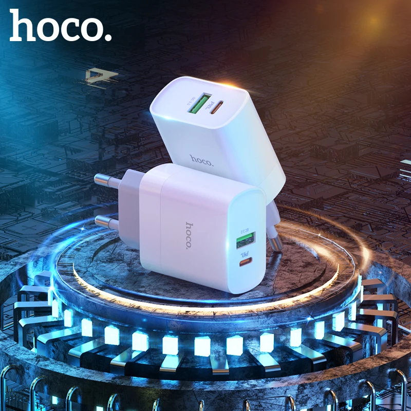 

HOCO USB Charger PD Charger 20W QC4.0 QC3.0 USB Type C Fast Charger for iPhone 14 13 12 11 Pro X Xs 8 Xiaomi 13 12 Phone EU Plug