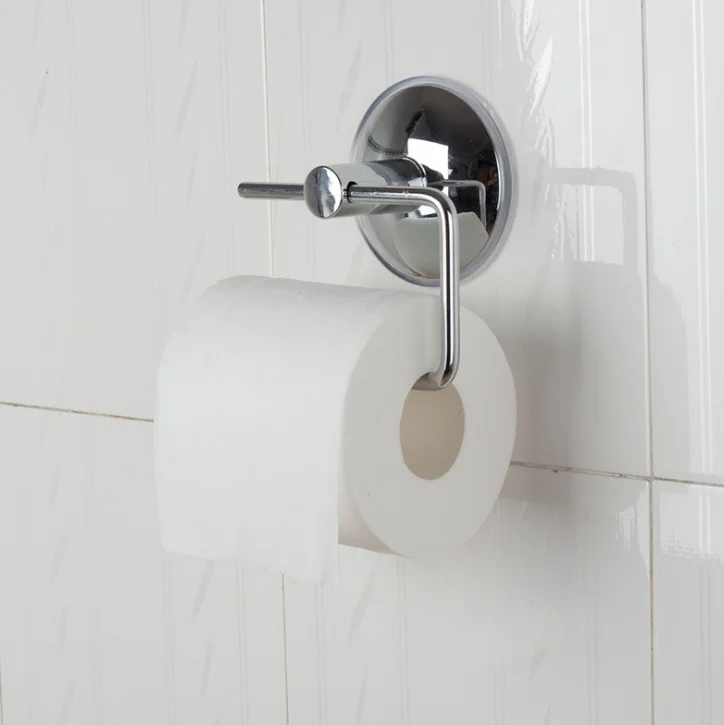 

Suction Cup Rack Toilet No Drilling Silver Stainless Steel Wall Mount Bathroom Roll Paper Holder Kitchen Rustproof Hotel Durable
