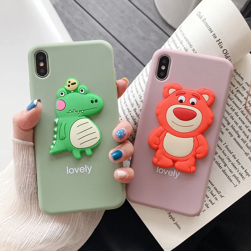 Корейский мультфильм Прекрасный 3D Клубника Медведь динозавр чехол для телефона