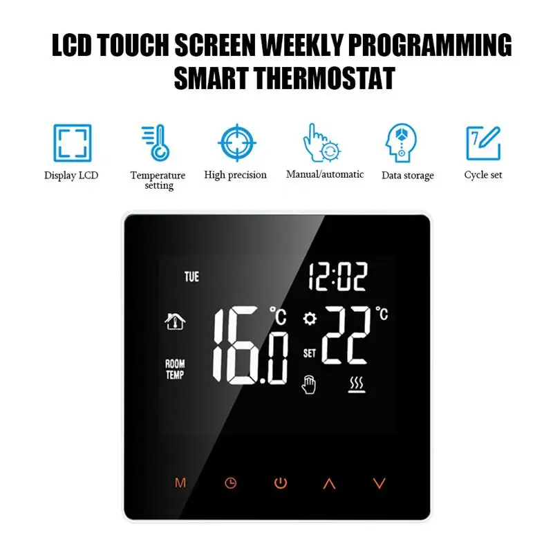 

Smart Thermostat Electric Floor Heating Water/Gas Boiler Temperature Remote Controller LCD Touch Screen NO WiFi Electric Heating
