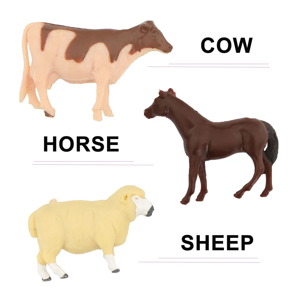

Simulation Cute Farm Animals Set Miniature Model Cow/Horse/Sheep High-Quality Farm Mini Scenery ABS Toy Ornaments