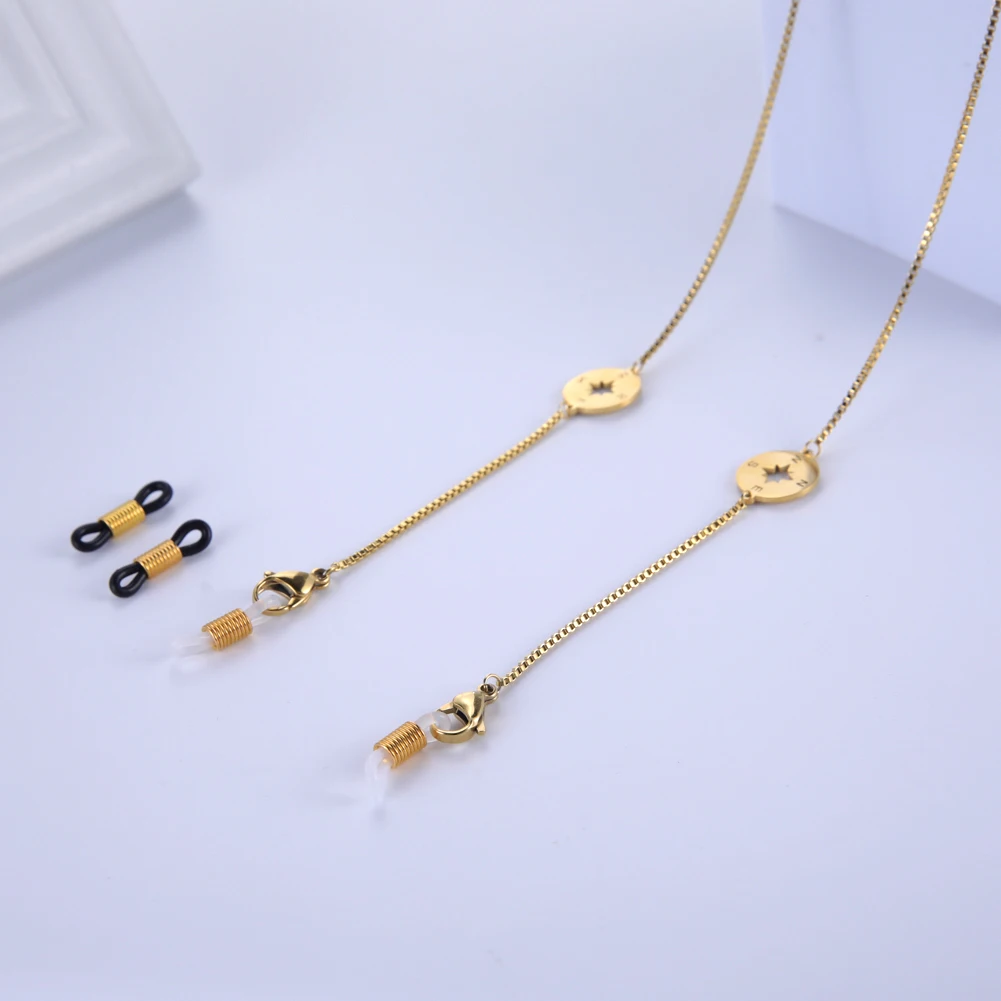 

Teamer Compass Charm Eyeglass Strap Reading Glasses Hanging Chain Stainless Steel Sunglasses Spectacles Neck Holder Metal Chains