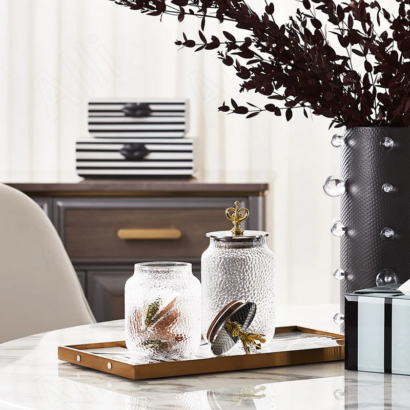 

Современная стеклянная банка для хранения с зернистой короной, органайзер для закусок, креативная текстура молотка, банки для конфет, украш...