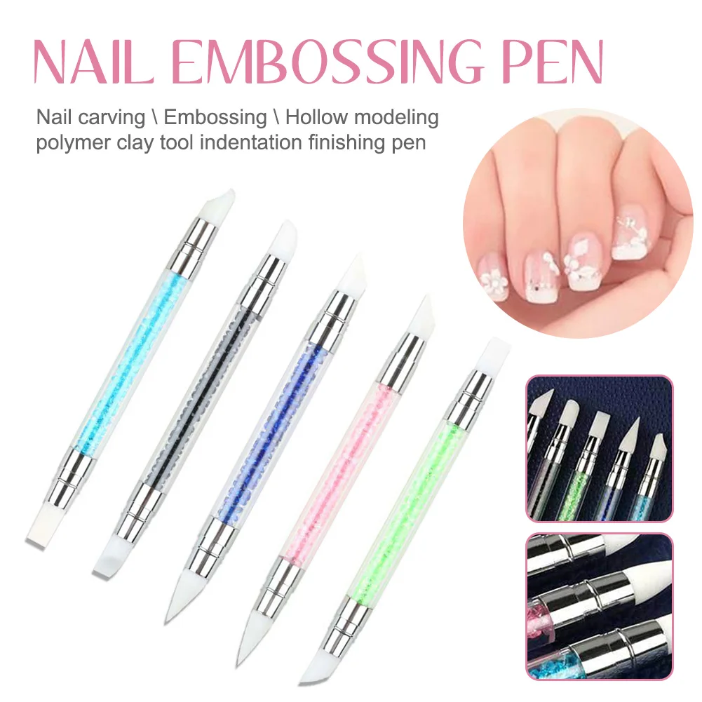

Nail Art Acrylic Pen Double-Ended Nail Polish Carving Pen Silicone Head Manicure Tool for Nail Sculpting Carving Nail Art 1 Pc