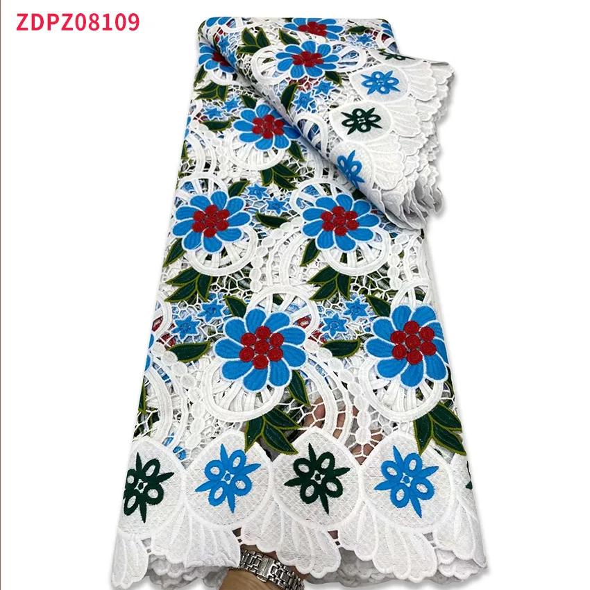 

2021 нигерийский цветочный стиль тюль сетка кружева Свадебный Африканский водорастворимый гипюр кружева ZDPZ08109