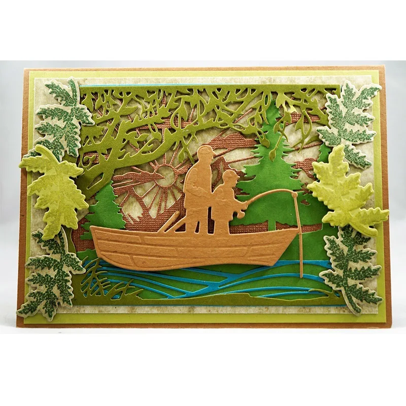 

Father&Son Fishing Metal Cutting Dies Fishing Scene Dies Cuts For Card Making 2020