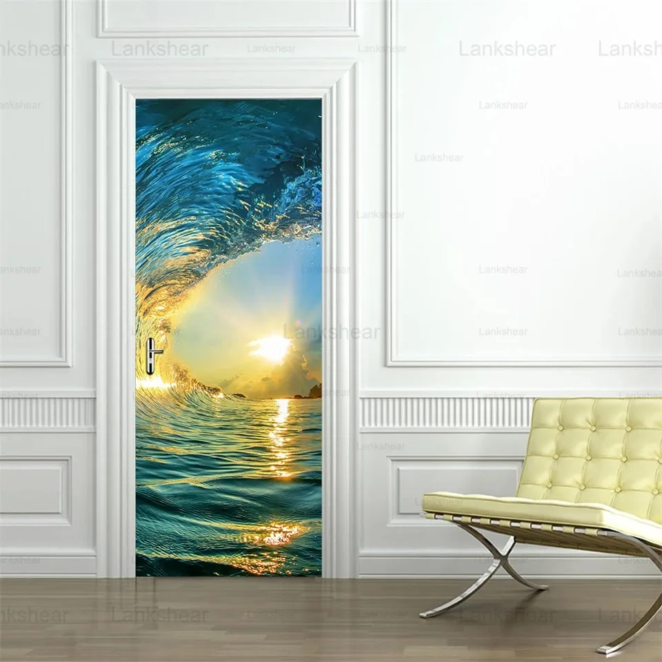 

Door Stickers Sea Self-Adhesive Vinyl Landscape Art Wallpaper Decals Diy Home Decor Living Room Bathroom Mural Poster