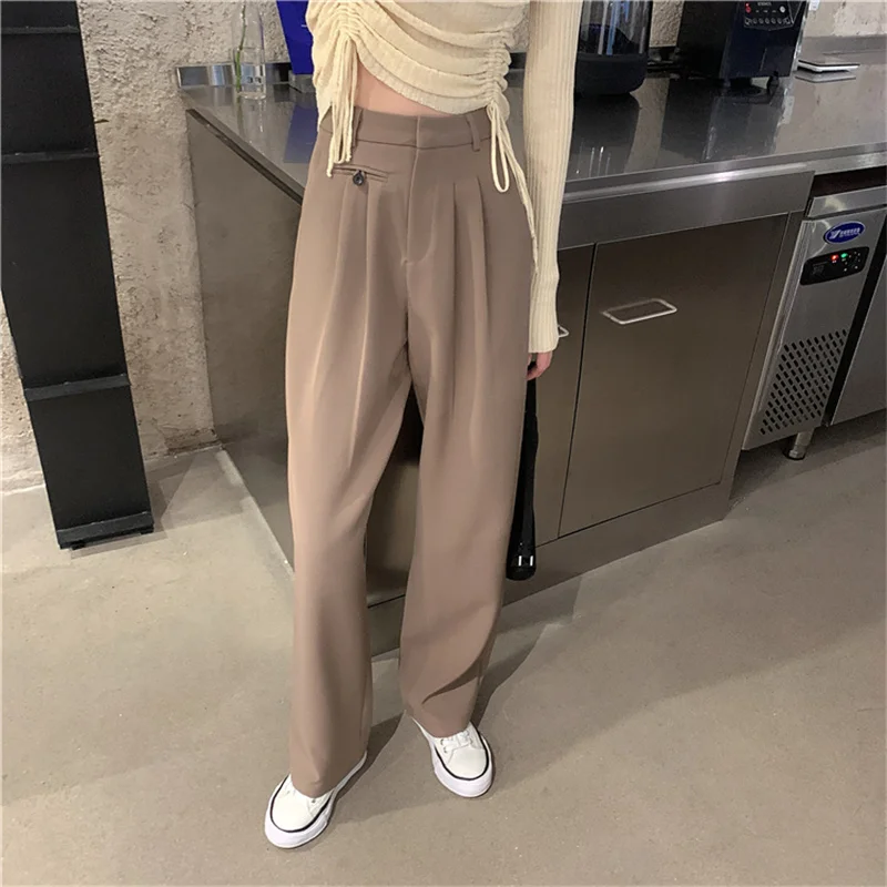 

Harajuku Chic OL Slim Straight Pants Femme New Fashion Plus Size High Waist Hot Ladies Casual Summer Solid Loose Trousers