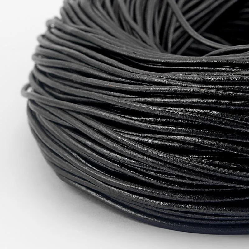 black 10 метров многоцветный 2 мм круглый шнур из натуральной кожи для DIY браслета ожерелья ювелирных изделий Аксессуары - Цвет: black