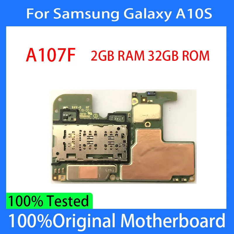 

Original For Samsung Galaxy A10S A107F Motherboard 32GB Unlocked Clean IMEI Android OS Logic Board Full Chips Good 1 SIM / 2 SIM