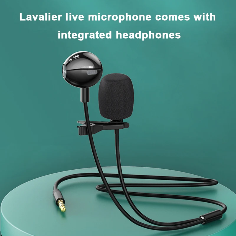 

3.5mm Mini Microphone Portable With Earphone Clip-on Lapel Condenser Mic for Phone Laptop PC for live steam Voice chat KTV