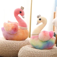 stuffed rainbow swan plush toy simulation cute bird doll stuffed animals doll soft toy for children girls gift home decoration