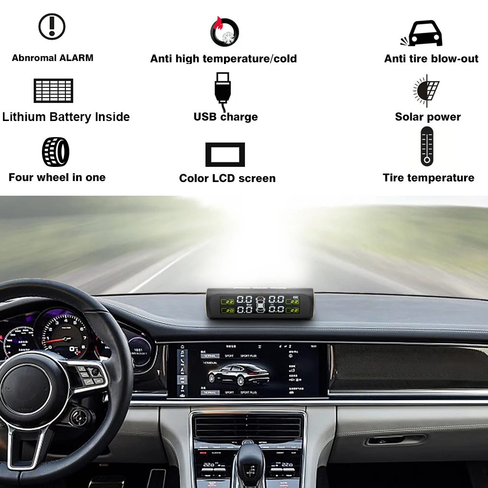 Hippcron датчик давления в шинах Система монитора внутренний/внешний Tpms