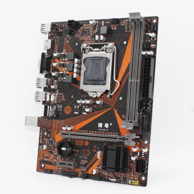 H61материнская плата LGA 1155 двухканальная память DDR3 микро atx интегрированная