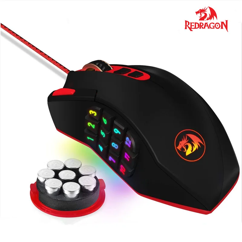 Redragon M901 нижних игровая мышь 12400 Точек на дюйм использует высокоточный Pixart 18