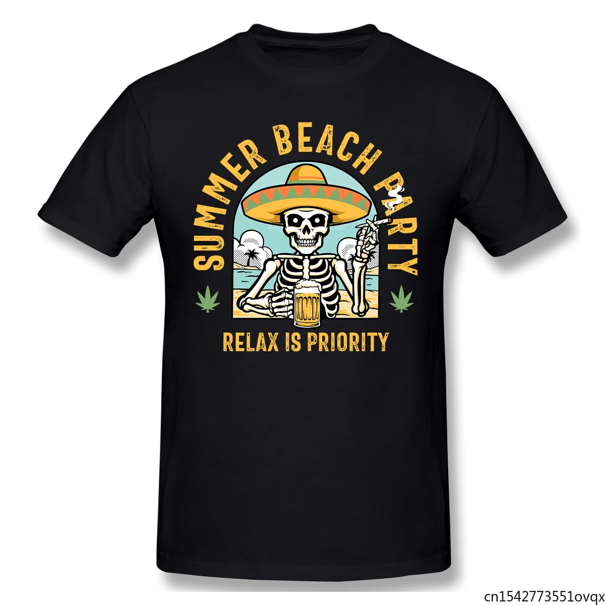 

Skull Sombrero Beer Tshirt Man T Shirt Shirts Summer Tops Tshirts Short Sleeves Tees T-Shirt