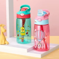 kids sippy water cup creative cartoon baby feeding cups with straws outdoor sport portable leakproof water bottles for children