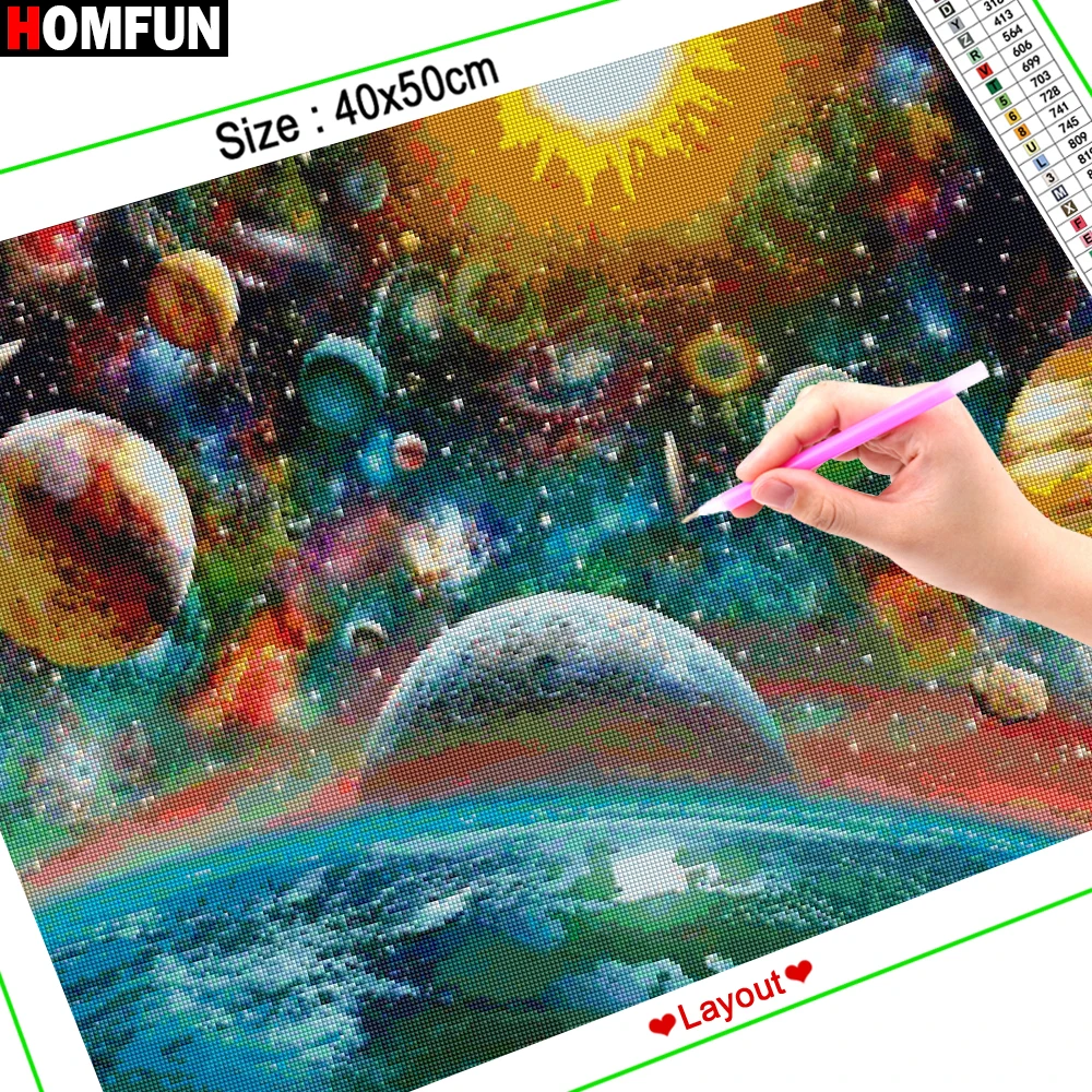 Алмазная 5D Вышивка HOMFUN Планета картина сделай сам полное сверление квадратная