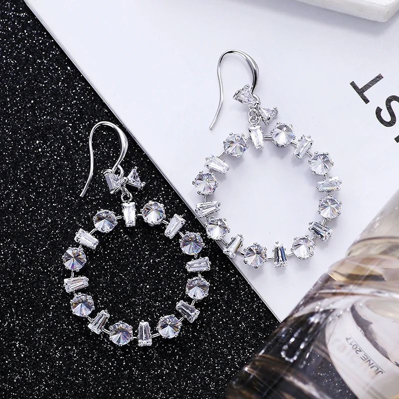 Модные ювелирные изделия для девушек Полный Кристалл из циркония круглые