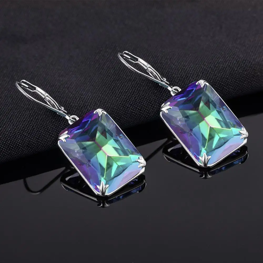 Серьги из серебра 925 пробы с Мистик топазом модные ювелирные изделия 2020 богемный