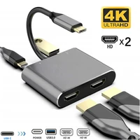 mst usb c dual hdmi compatible adapter 4k hd pd charge docking station dual screen display hub usb type c converter for macbook