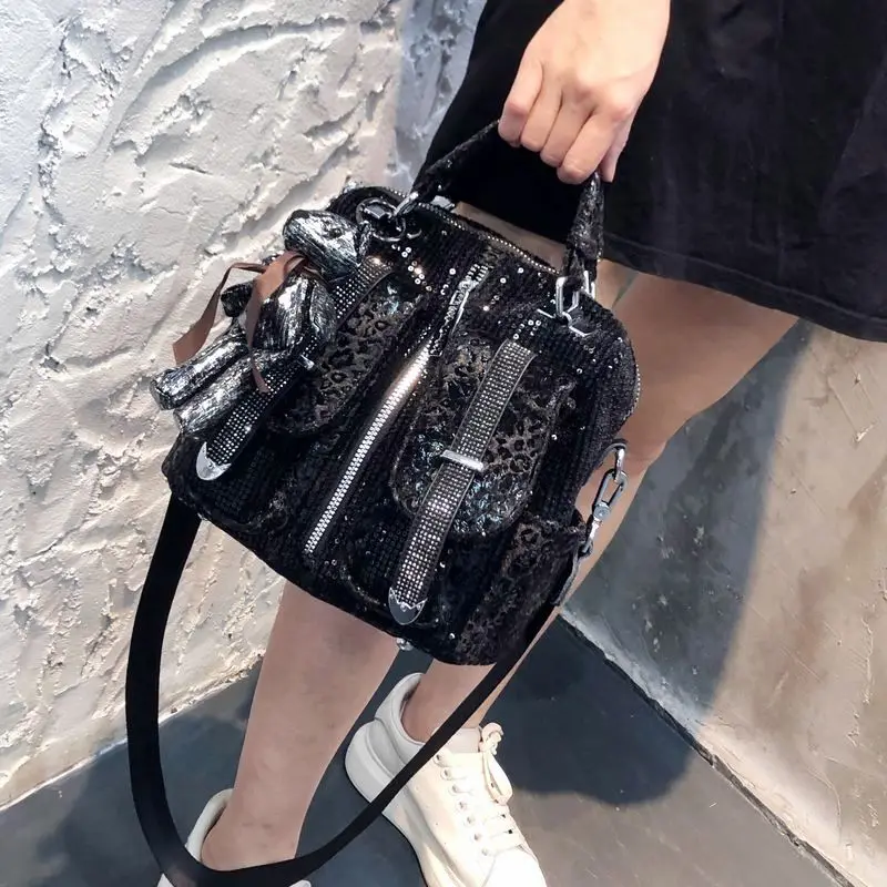 

Рюкзак Mochilas со стразами для женщин, новинка 2020, многофункциональная сумка, женская модная универсальная сумка на одно плечо, диагональные м...