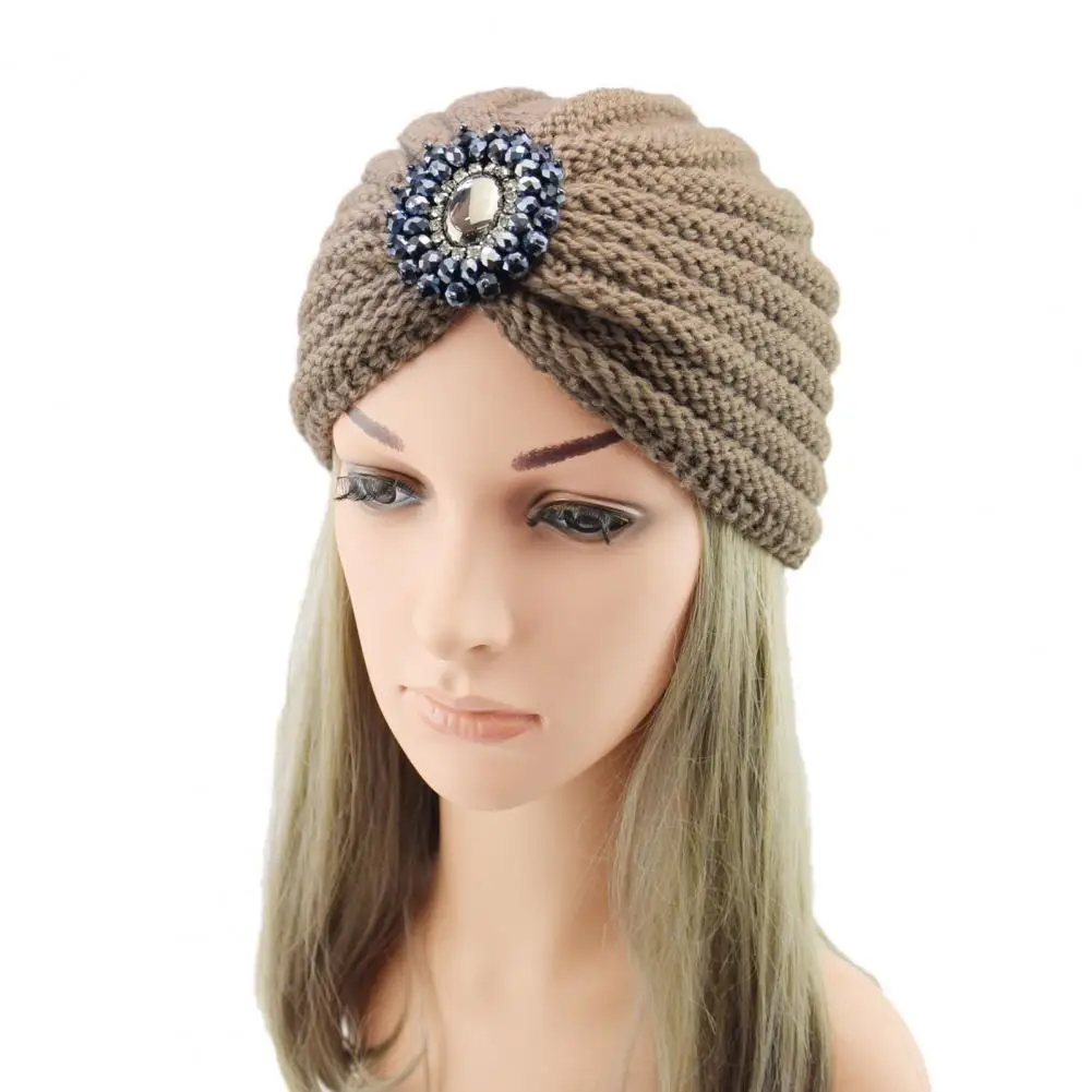 

Women Cap Fashion Decorative Soft Women Knitted Hat Multi-color Women Head Cap