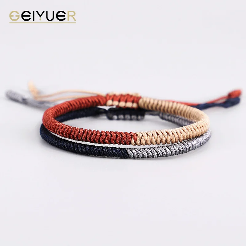 

Женский и мужской браслет ручной работы, этнический Тибетский двухцветный плетеный браслет с узлом, ювелирные аксессуары