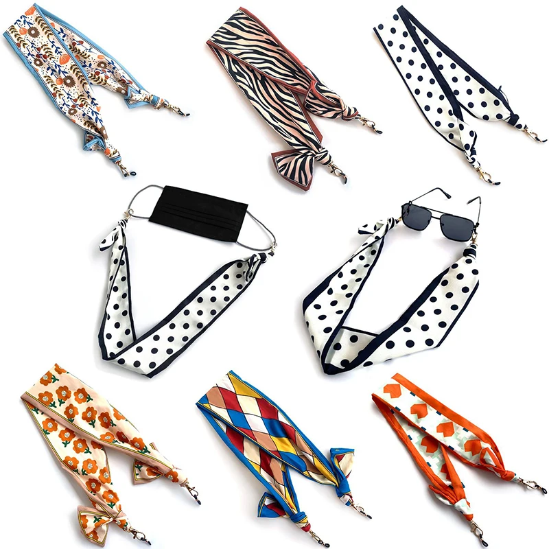 

1PCs Fashion Silk Scarf Mask Lanyard Women Mask Hanging Rope Sunglasses Chains Eyeglasses Holde Necklace Eyewear Retainer Access