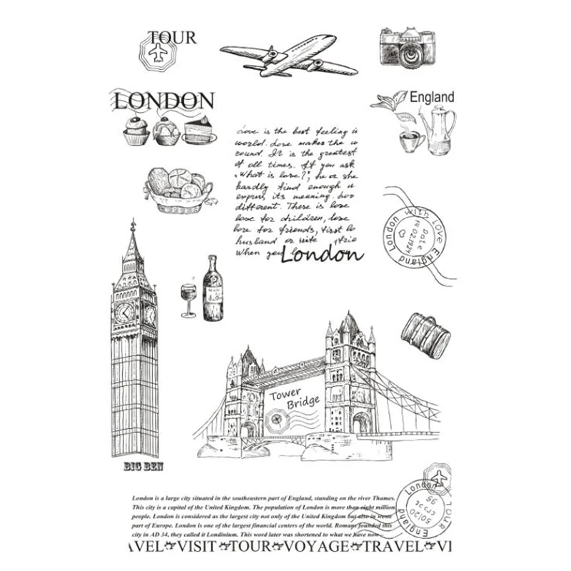 

London background stamps card craft supplies scrapbooking stamps travel clear stamps