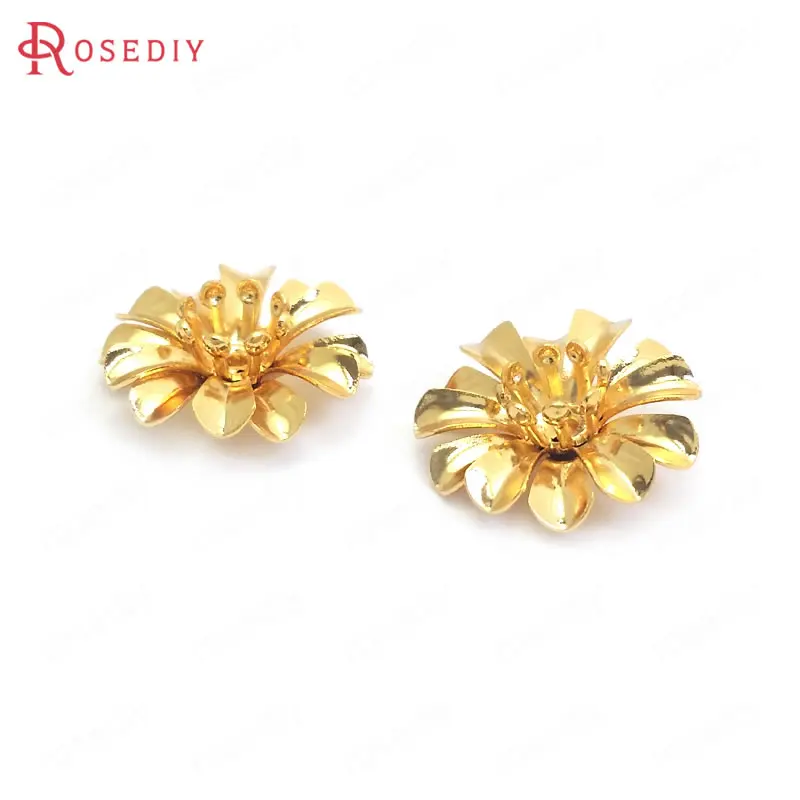 31375-G) 20 шт 15 мм 24K золотой цвет латунный цветок разделители бусины колпачки для изготовления ювелирных изделий Diy фурнитура Аксессуары