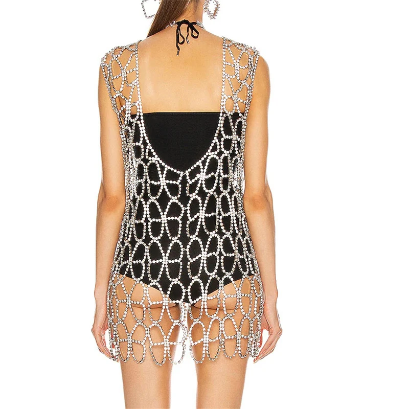 

Luxury Siamese Rhinestone Body Chain Long Dress Fashion Woman Nightclub Bikini Jewelry Accessories Harness Chain Dance Costume