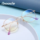 Iboode Для женщин металла плоское зеркало очки Рамка Анти-синяя светильник оптический Винтаж Прозрачные Линзы для очков очки, мужские и женские очки