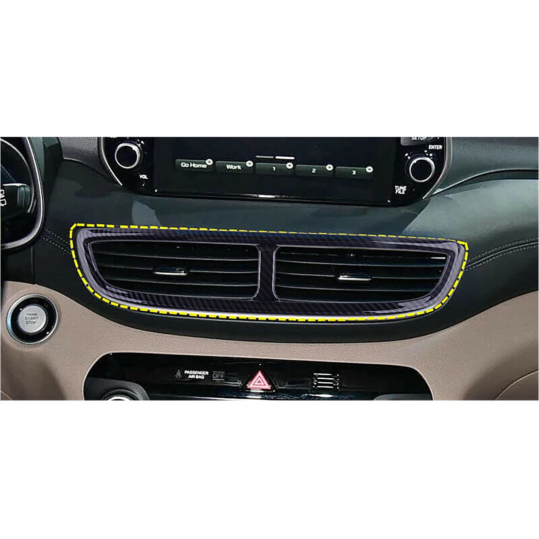 

ABS Carbon Fiber Style Front Center Middle Air Vent Outlet Cover Trim Fit For Hyundai Tucson 2019 2020