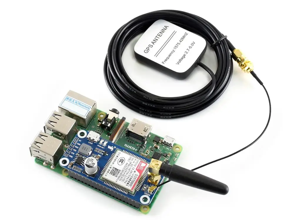 Waveshare NB IoT/eMTC/EDGE/GPRS/GNSS HAT для Raspberry Pi на основе SIM7000C поддерживает TCP UDP PPP HTTP FTP MQTT SMS