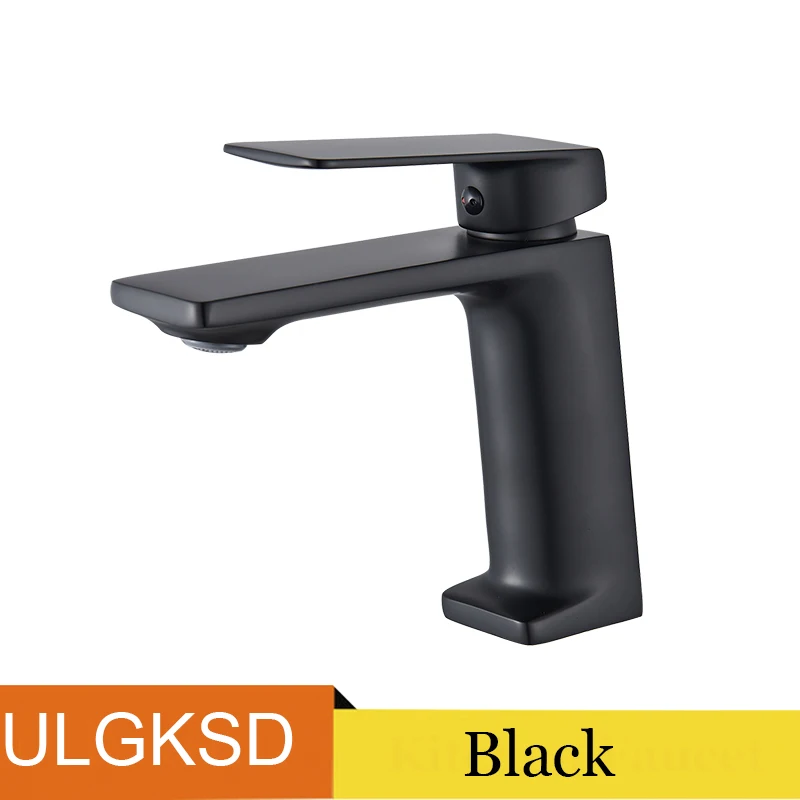 Black ULGKSD латунный Смеситель для ванной комнаты, умывальник для туалета, смеситель для горячей и холодной воды, с одной ручкой, на одно отверстие, на бортике - Цвет: Black
