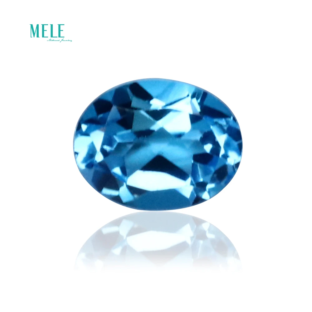 Натуральный голубой топаз 2 карат швейцарский синий кристалл 7*9 мм эллиптический