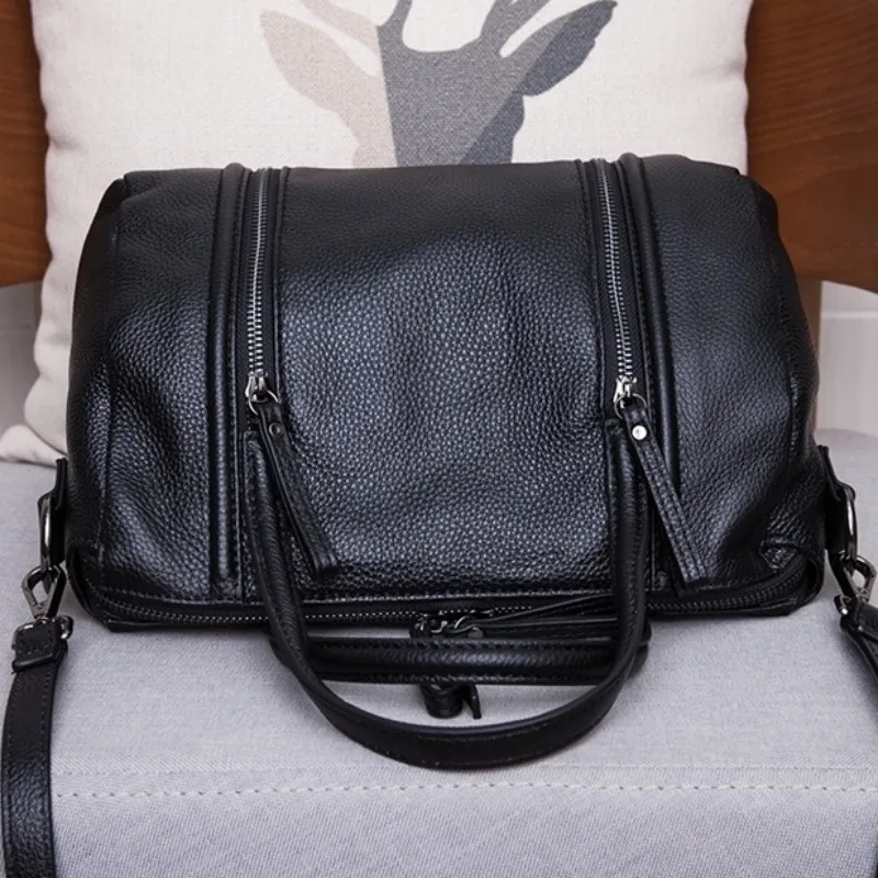 

Women Genuine Leather Handbags Crossbody Big Capacity Satchels OL Female Over The Shoulder Bags Leisure Zipper Tote Handbag 2021
