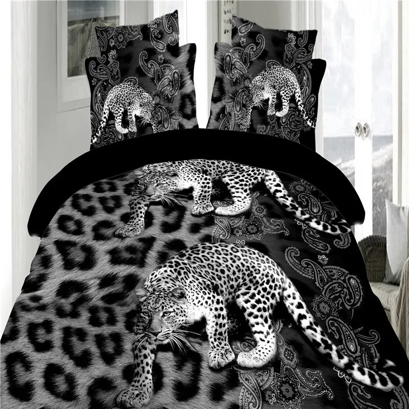 

Sexy Leopard Printed Bedding Set Single Double Size Duvet Cover Pillowcases BS921 Animal Rose 3D Reactive Printing Beds Sets