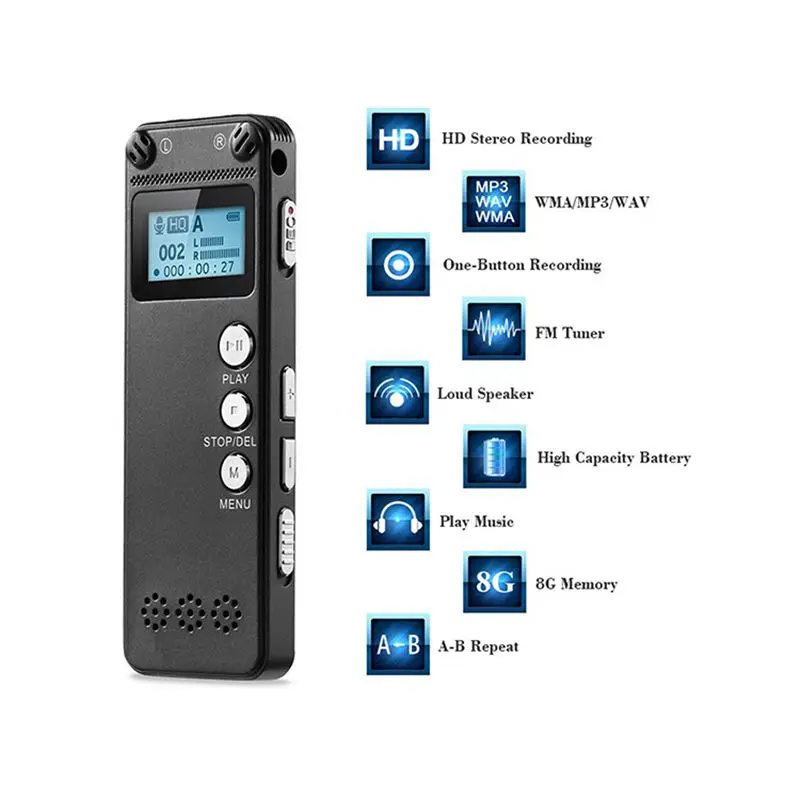 

Профессиональный диктофон, 8 ГБ, USB, цифровой аудиодиктофон, WMA, диктофон, mp3-плеер