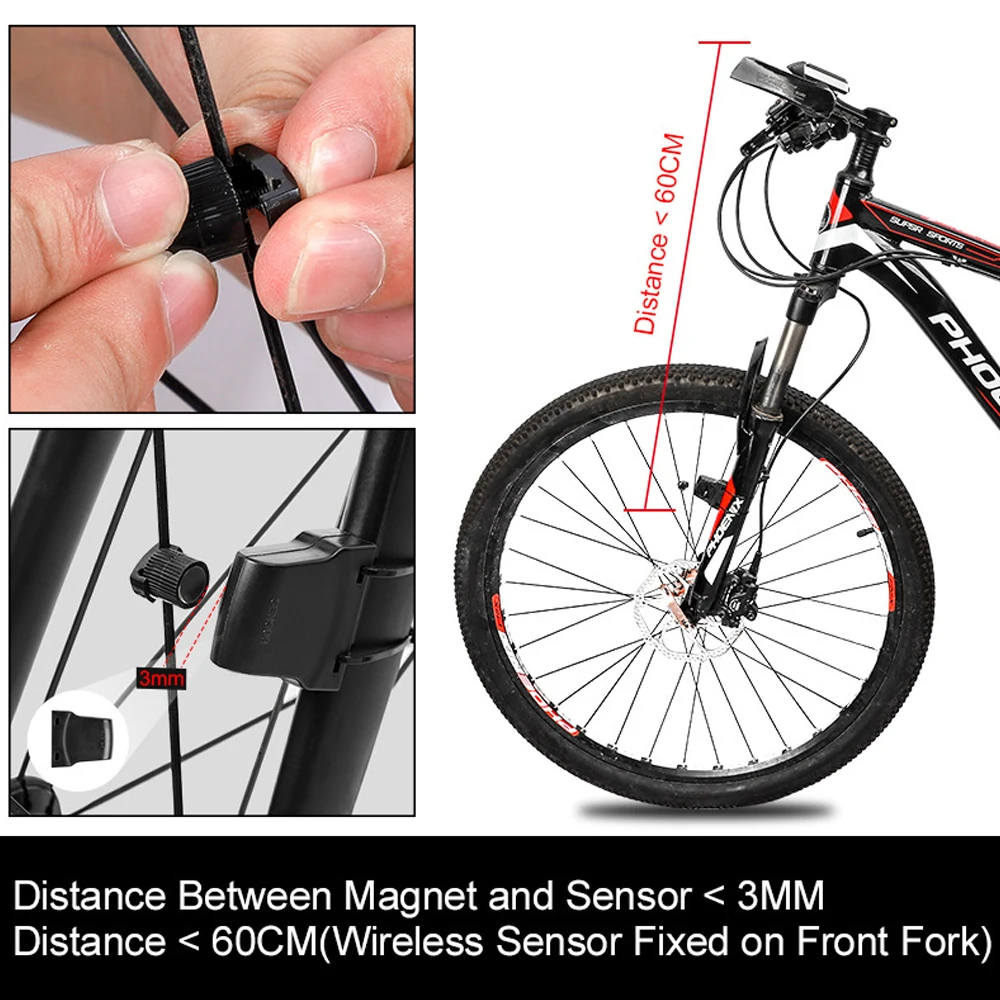 

WEST BIKING Waterproof Bike Computer Wireless 5 Language Bicycle Cycling Odometer Stopwatch Speedometer 2.1ins LED Bike Computer