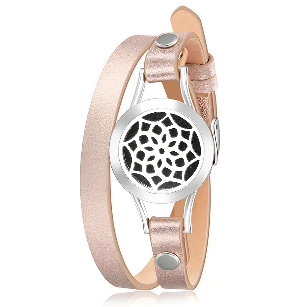 Aromatherapy Essential Oil Leather Bracelet Rose Gold 316L Stainless Steel 25MM Expanded Fragrance European and America | Украшения и