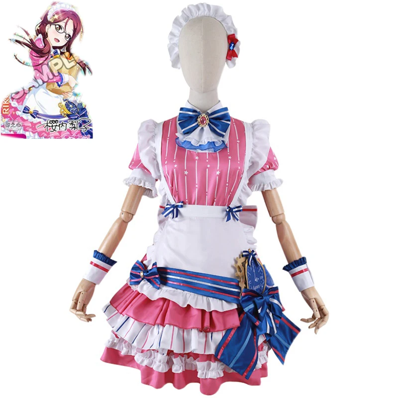 

Люблю жить! Костюмы для косплея Sunshine Aqours, сакураучи Рико, Женская милая Карнавальная форма, платье служанки для Хэллоуин, на заказ