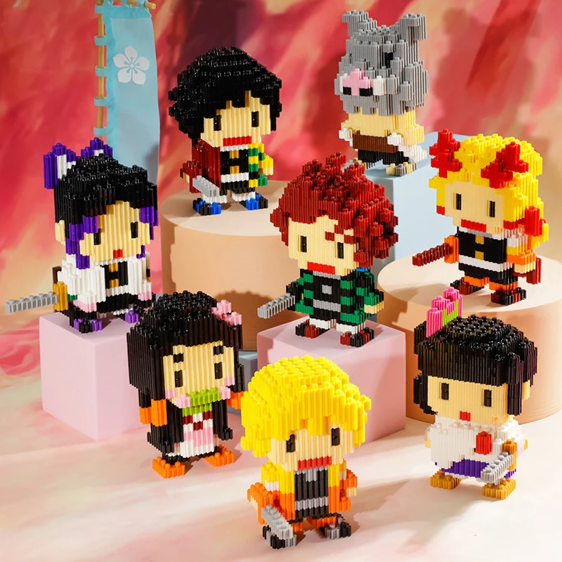 

Anime Demon Slayer Kimetsu No Yaiba Figure Toy Building Blocks Kamado Tanjirou Model Montessori Early Learning Children Kid Aids
