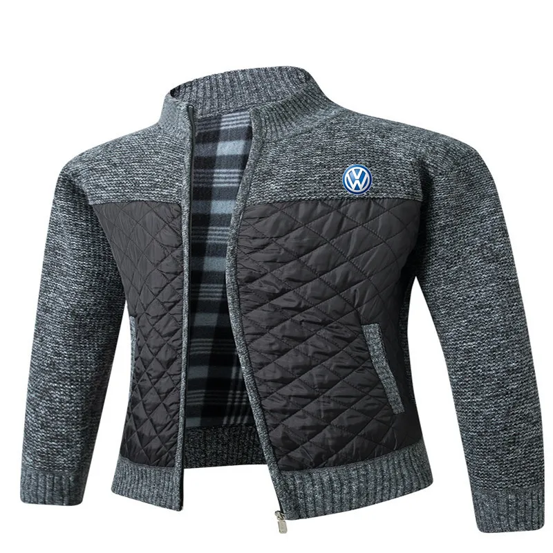 

car LOGO new men's business casual stitching sweater cardigan men's slim knitted sweater coat autumn and winter M-3XL